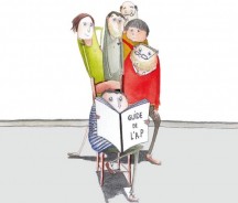 groupe parents lisant le guide